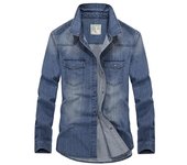 Camisa vaquera de manga larga para hombre, de algodón transpirable para jóvenes, moderna, informal, elegante y versátil. S