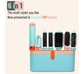 Secador de pelo 6 en 1, rizador, alisador, peine, set multiestilizador doméstico, secador, cepillo, rizador, plancha de aire caliente para salón EU Plug