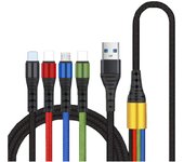 Cable USB 4 en 1 GIMIRO [120 cm] Cables USB C tipo C de carga rápida para teléfonos Android compatibles con Huawei Samsung Xiaomi Google i,Phone negro