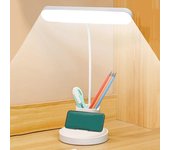 Lámpara de escritorio para oficina en casa, lámpara de escritorio LED con soporte para teléfono con bolígrafo, luz de escritorio regulable en 3 modos de color, brazo flexible de 360° para estudio pequeño blanco