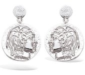 Les Trésors De Lily [R4221] - Boucles Argent 'Grèce Antique' argenté (rhodié) - 22x15 mm plata