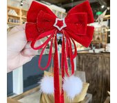 Adornos para el cabello con lazo de terciopelo rojo, horquillas circulares para el cabello, pinzas para el cabello para Navidad, accesorios para el cabello para mujeres y niñas