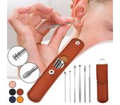 Innovador juego de herramientas limpiador de cerumen con resorte, diseño en espiral, Kit de eliminación de cerumen de acero inoxidable negro