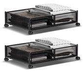 Paquete de 2 contenedores de almacenamiento debajo de la cama con ruedas, multifuncionales, para el hogar, dormitorio, juguetes, ropa, libros y zapatos 1 pack negro