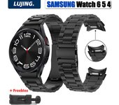 Correa de metal para Samsung Galaxy Watch 6 4 40 mm 44 mm Pulsera Accesorio con un clic Galaxy Watch5 Pro 45 mm para Galaxy Watch 6 Classic 43 mm 47 mm Correa Galaxy Watch 4 40mm plata