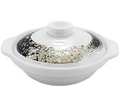 Olla de barro poco profunda Wagi Kasho 6 para fuego abierto Para una persona Para dos personas Blanco Azul Kinsai Fukumitsu J-kitchens No. 18,9 cm - blanco