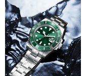 Reloj de pulsera mecánico automático para hombre NH35 8215 de zafiro de 40MM esfera estéril cerámica 10ATM reloj deportivo luminoso para hombre oro