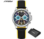 SINOBI impermeable deporte militar reloj de cuarzo para hombres relojes de hombre marca de lujo de silicona correa relojes regalos azul
