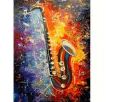 Pintura de diamante redonda completa saxofón bordado punto de cruz diamantes de imitación pintura hecha a mano arte regalo decoración del hogar 30x40cm/12x16inch 30x40cm NO Frame