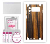 apgo Protective Skin Sticker for the back+sides compatible with Samsung Galaxy Z Flip4, Full Wrap Film, Foil, Vinyl - Pattern Tigerwood