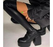Botas Hongwei 2025 de tacón grueso y punta redonda para mujer, por encima de la rodilla 43