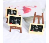 Mini adorno, modelo de pizarra en miniatura, caballete de madera para pintar, accesorios para casa de muñecas, pizarra pequeña 02