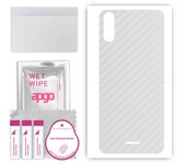 apgo Protective Skin Sticker for the back compatible with Wiko Sunny 5 Lite, Wrap Film, Foil, Vinyl - Pattern Transparent Carbon