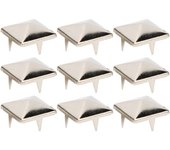100 remaches punk de pirámide cuadrada de 4 garras para pulseras, ropa, zapatos, bolsos, plateados, 12 mm 12mm plata