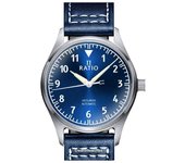 Reloj Ratio Skysurfer Pilot Blue Sunray Dial automático de cuero RTS302 200M para hombre azul