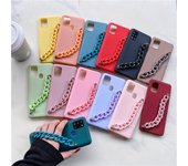 Funda de silicona para teléfono con pulsera y cadena para Samsung S23 S22 S21 S20 Ultra Plus S20 FE A13 A53 A14 A54 iPhone 15 14 13 12 11 Pro Max XS MAX 8P 7P iPhone 6 negro
