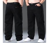 Pantalones vaqueros rectos, holgados, informales y de talla grande para hombre 46 negro