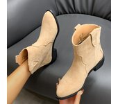Botas de ante estilo occidental con punta puntiaguda para mujer, botines cortos sin cordones, estilo retro, para otoño e invierno, Q341 35