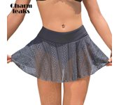 CHARMLEAKS Bañador para mujer, falda de natación, tankini de talle alto, pantalones cortos S-XL M gris