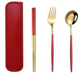 Kit de cuchara y palillos para estudiantes, vajilla portátil de acero inoxidable, caja de almacenamiento para un solo trabajador de oficina