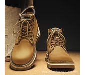 Botas de invierno para hombre, botas Martin de piel de vaca de gran tamaño, zapatos de caña alta para deportes al aire libre para hombre, botas de ruibarbo para hombre, botas de herramientas para hombre 38 standard sneaker size oro
