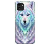 Coque Maniacase pour Samsung Galaxy A03 Loup blanc reflet violet