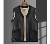 Chaleco de Terciopelo de Cordero de Gran tamaño Chaleco térmico Suelto para Hombres más Chaleco de Terciopelo de Zorro Plateado Engrosado de Terciopelo 6XL negro