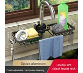 Un par de estantes de almacenamiento de esponja de acero inoxidable, estante de almacenamiento de cocina, estante de almacenamiento de fregadero ajustable, estantes de grifo multiusos para el hogar, escurridor y secado.