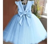 Vestido de tul con lazo para niña, para cumpleaños, bodas, fiestas infantiles, princesa, azul, con lazo para bebé 120cm azul