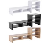 Soporte elevador para monitor de computadora portátil, organizador de almacenamiento de madera para escritorio, estante de 3 capas, soporte para computadora, soporte para monitor de computadora