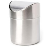 Bote de basura de la encimera del cubo de basura del escritorio del acero inoxidable con la tapa abatible 1,5 L silver