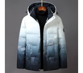 Chaqueta de plumón de invierno para hombre, con capucha y camuflaje de cambio gradual, cálida y gruesa. M