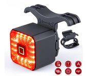 Luz trasera de freno inteligente para bicicleta, luz trasera brillante con carga USB, luz de advertencia, accesorios para bicicleta de montaña y carretera negro