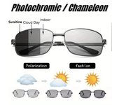 1 pieza de gafas fotocromáticas polarizadas para hombre, gafas deportivas con marco de metal, gafas para conducir, accesorios para automóviles
