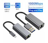 Adaptador Ethernet USB tipo C de 1000 Mbps, tarjeta de red USB 3.0 RJ45 para MacBook, PC, Windows XP, 7, 8, 10, Android, cable de Internet USB Lan