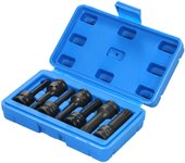 Juego de vasos de impacto con impulsión de 3/8 de pulgada, tamaños métricos de 7 piezas (5 mm 6 mm 7 mm 8 mm 10 mm 12 mm 14 mm) XZN Triple 12 point spline socket