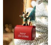 Adornos para buzón de Navidad, mini buzón de metal con colgante de árbol de Navidad de Papá Noel, muñeco de nieve y reno, estilo vintage B