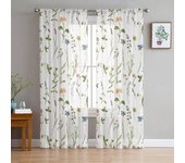 Cortinas transparentes con diseño de flores para sala de estar, cortinas de gasa para persianas de ventanas, cortinas de tul para dormitorio, cortinas de cocina, cortinas para pasillo 1 PCS W100XH250cm&Rod Pocket