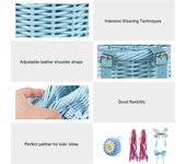 Cesta de bicicleta para niñas, accesorios delanteros con banderines para manillar, para ciclismo de 3 a 13 años azul claro
