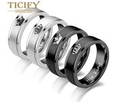 Anillo de pareja de acero inoxidable, anillo de corona de acero de titanio a la moda para su rey y su reina 5