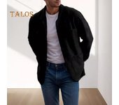 Chaqueta de hombre con solapa, manga larga, botonadura sencilla, color liso, con bolsillos, corte holgado, ropa informal para uso diario XXXL gris oscuro