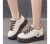 Zapatos Mujer Punta Redonda Zuecos Plataforma Otoño Casual Zapatillas Femeninas Boca Baja Nuevos Creepers Pequeños Otoño Deportes Invierno PVC 40 negro