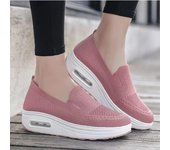 Zapatos sin cordones de malla con amortiguación de aire para mujer (verano 2023): Zapatillas ligeras de tejido casual con vuelo 36 marrón