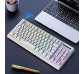 Conjunto de teclado y ratón inalámbricos 2,4 G, teclado retroiluminado colorido, Bluetooth, inalámbrico, para juegos de oficina blanco