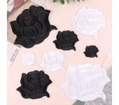 Etiqueta de bordado, rosas blancas y negras, sábanas, rellenar agujeros de humo, parches de chaqueta de plumas, accesorios de ropa, pegatinas autoadhesivas B5R-A-2-4