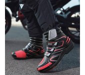 Venta caliente Botas de motocicleta Botas de moto de cuero de microfibra Botas de motocross Botas de carreras todoterreno Zapatos de montar en motocicleta Botas de moto para hombres 37