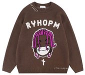 Suéter de mujer nuevo estilo de calle suelto personalizado con cuello redondo informal abrigo de otoño S marrón