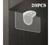 Clavijas de soporte adhesivas para estante, sin perforar clavos, en lugar de soportes, Clips de soporte para estante de armario, perchas de pared, 10/20 piezas 10pcs transparente