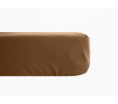 Drap housse percale pur coton 80 fils/cm² Vent du sud - Cognac - 140 x 190 cm bonnet de 35 cm