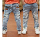 Pantalones para niños, pantalones vaqueros elásticos para niños grandes, mallas tipo lápiz para primavera 2020, ropa vaquera de otoño para niños 160 azul cielo